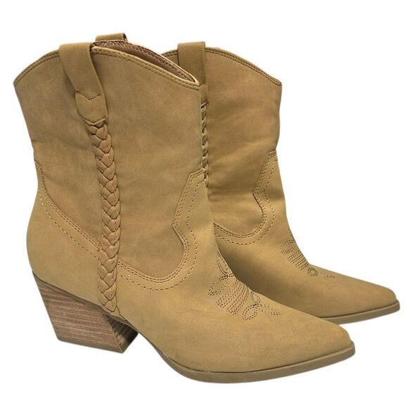 Dolce Vita Tan Cowboy Boots Faux Leather Western Boots Vegan Leather Koolson 7.5 - Picture 1 of 12
